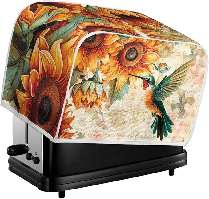 Hummingbird Sunflower Print 2 Slice Toaster Cover for Home Dust Fingerprint Protection for Kitchen Small Appliance