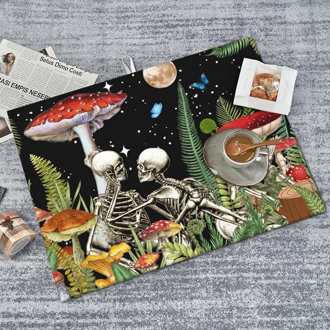Red Mushroom Skull Dish Drying Mat - Image 8