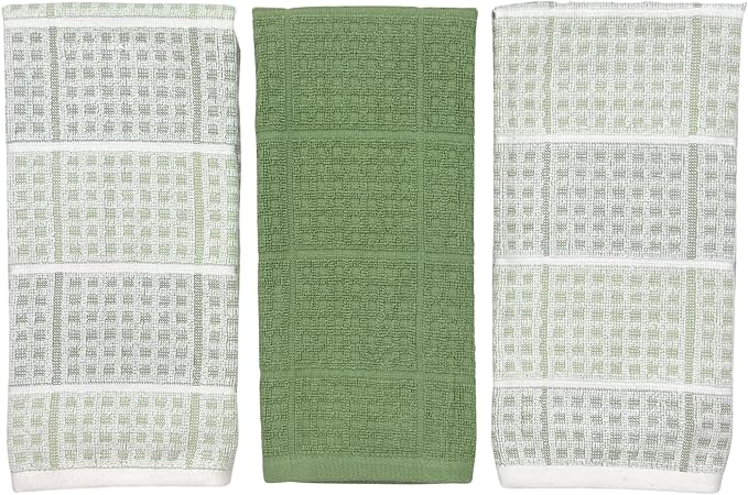 Serafina Home Sage Green Kitchen Dish Towels – Set of 3 100% Cotton Cloth Soft - Image 9