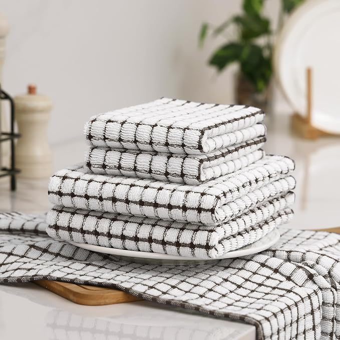 Homaxy Kitchen Towels and Dishcloths Set, Dark Brown - Image 8