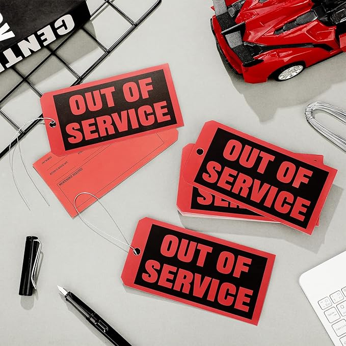 Spakon Out of Service Tags 6.22 x 3.15 Inches Maintenance Required Red Tags with 12 Inches Wires Attached for Machine Equipment Inspection Maintenance(200 Packs)