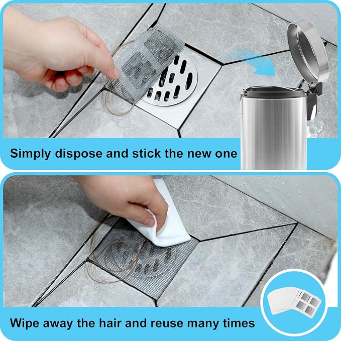 30 Pack Disposable Shower Drain Hair Catcher Mesh Stickers 4"x4" Strong - Image 6