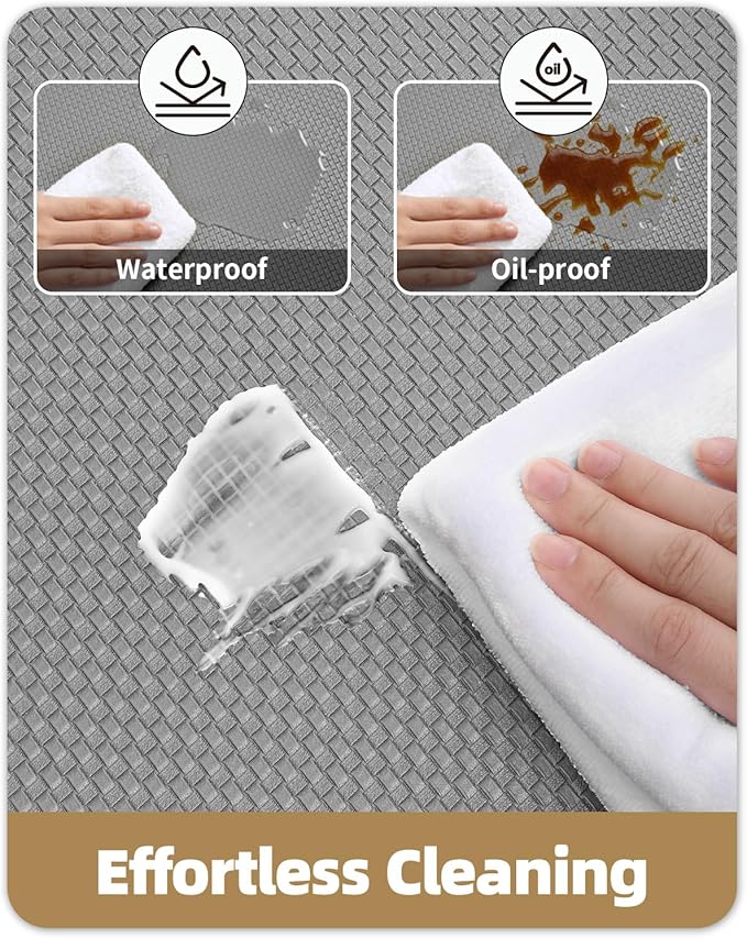 Color&Geometry Anti Fatigue Cushion Kitchen Mat for Floor -17"x59",Easy Clean, Water & Oil Proof, Anti Slip, Foam Rubber Runner Rug for Front Sink Comfort Standing,Grey