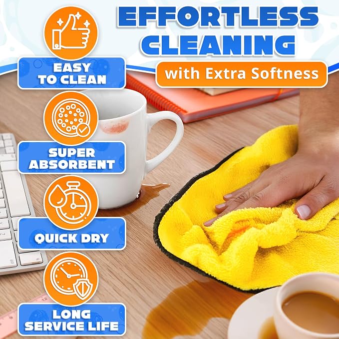VIKROM 5 Pcs Thick Microfiber Cleaning Cloth 600 GSM, Double Sided Towels - Image 4