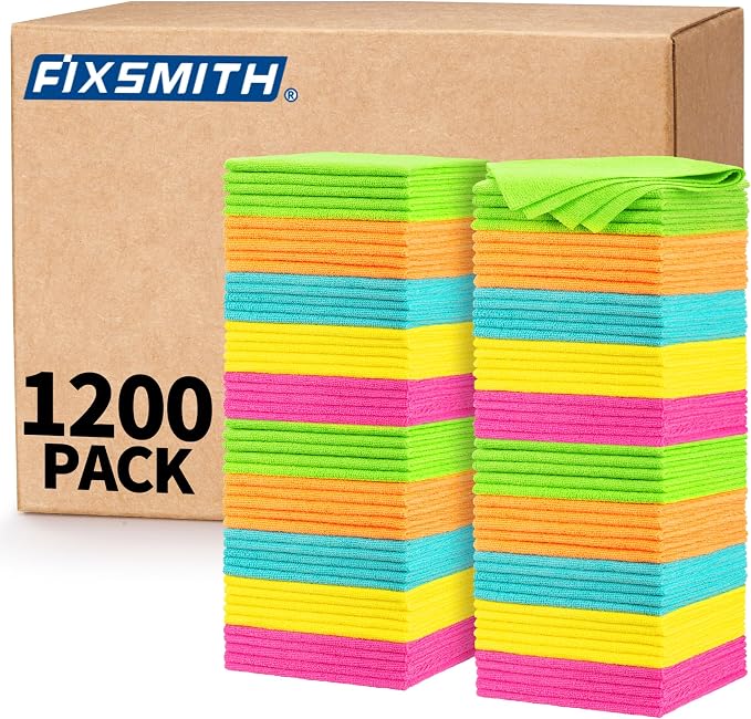 FIXSMITH Microfiber Cleaning Cloth, 1200 Pack Shop Towels, Lint-Free Car Wash by FIXSMITH