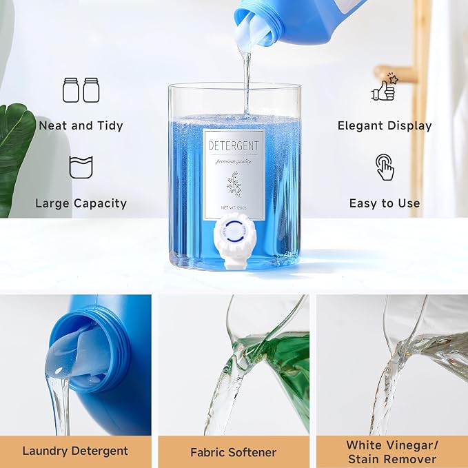 1 Glass Laundry Detergent Dispenser - 120 Oz Liquid Detergent - Image 5