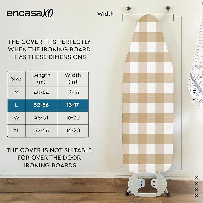 Encasa XO Ironing Board Cover and Pad, Thick Felt 54"x15" - Image 2