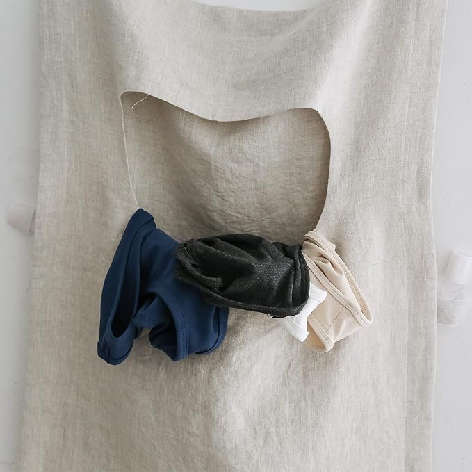 Amazhiyu 100% Linen Door Hanging Laundry Hamper Bag, 19x27 Inches - Image 5