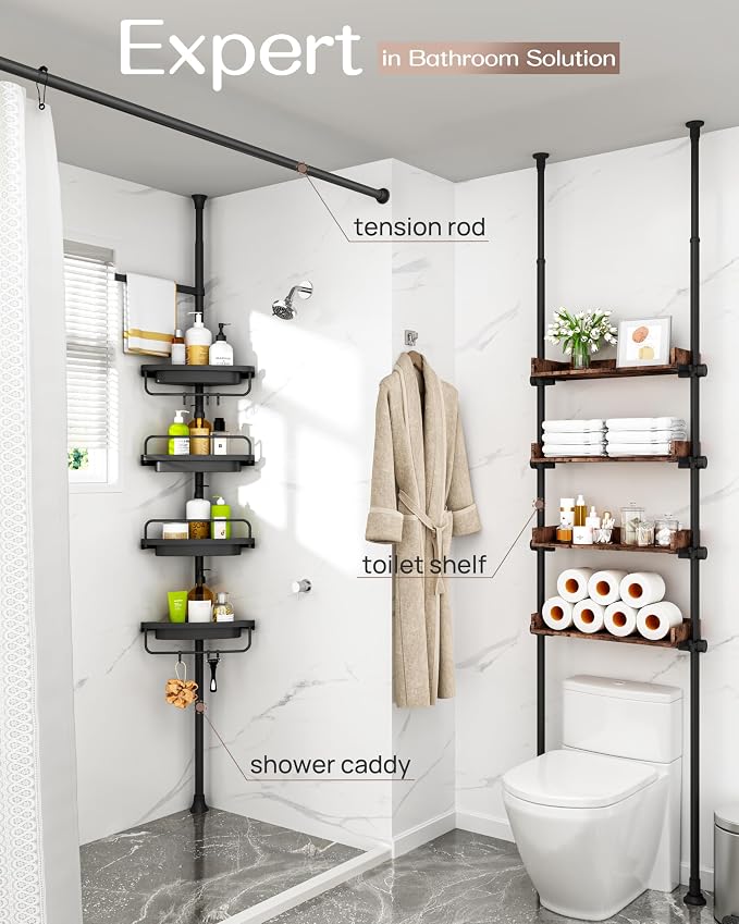ALLZONE Corner Shower Caddy Tension Pole, Extendable Rustproof Stainless Steel - Image 3