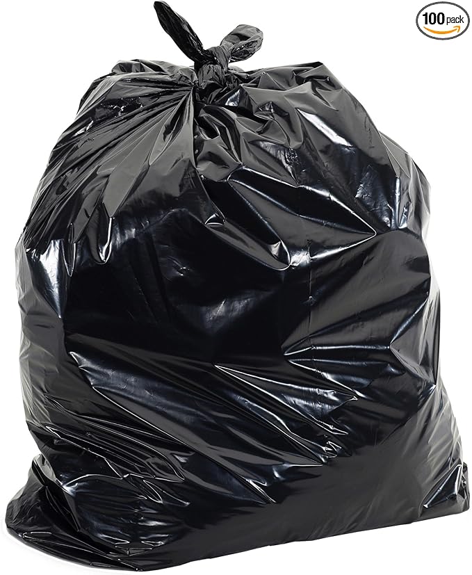 Aluf Plastics 60 Gal Black Coreless Roll Trash Bags, E-Z Tie by AlufPlastics