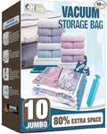 10 Jumbo Vacuum Storage Bags for Bedding, Vacuum Seal Bags for Clothing | Extra by HIBAG