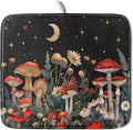 Black Mushroom Dish Drying Mat for Kitchen Counter Leaves Botanical Microfiber by Giwawa