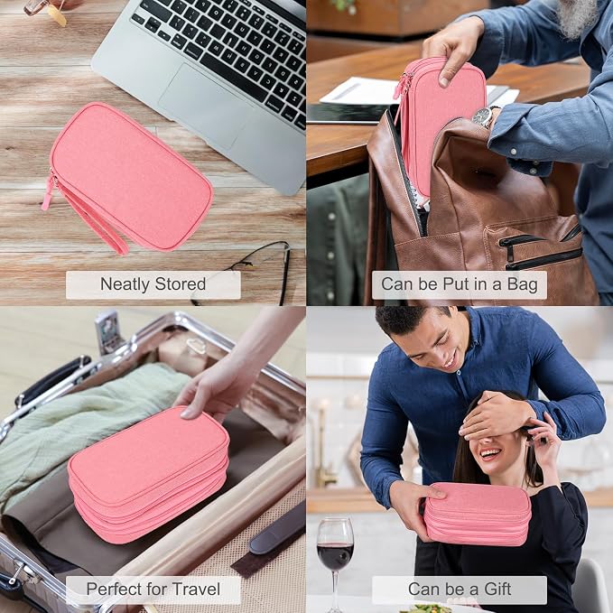 FYY Electronic Organizer, Travel Tech Pouch Bag, Cable Organizer Pink | Wrist - Image 7
