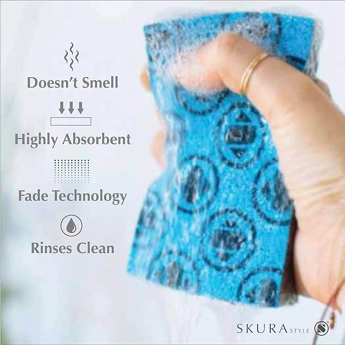 Skura Style Kitchen Dish Sponges 8 Pack, Odor Free Non-Scratch Scrub Pads - Image 3