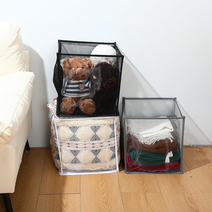 Zopeal 6 Pack Collapsible Mesh Laundry Basket, Single-layer | 13 Inch Square - Image 6