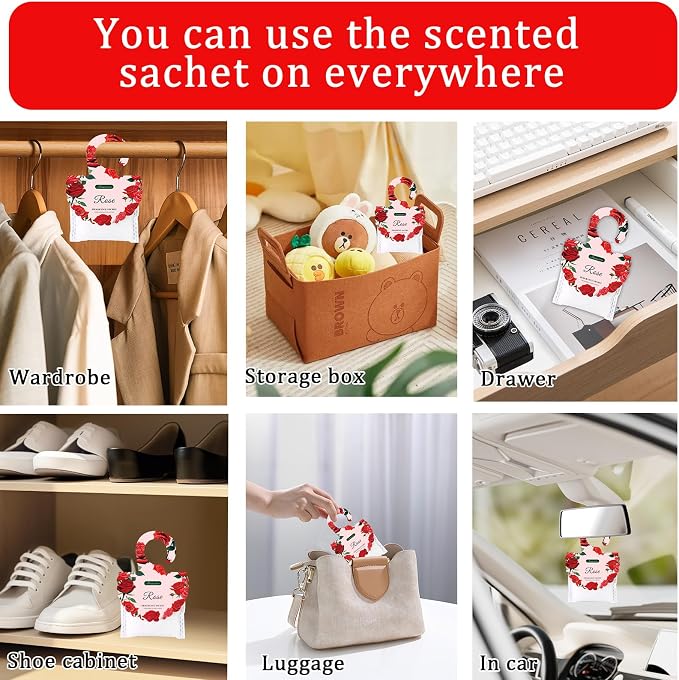 15Pack Rose Scented Sachets for Drawers and Closets, Home Fragrance Sachet - Image 2