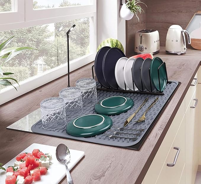 Silicone Dish Drying Mat, Non-Slip Easy Clean Sink Mat, Large Heat-resistant by MODENGKONGJIAN