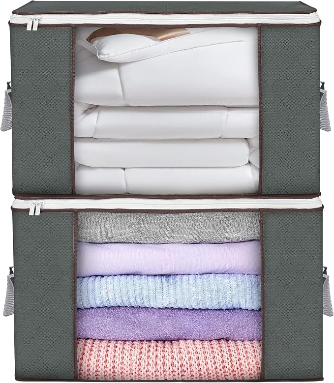 90L Large Storage Bags, 2 Pack Clothes Storage Bins Closet Organizers | by BuddingJoy-BuildaJoyfulLifeforYou