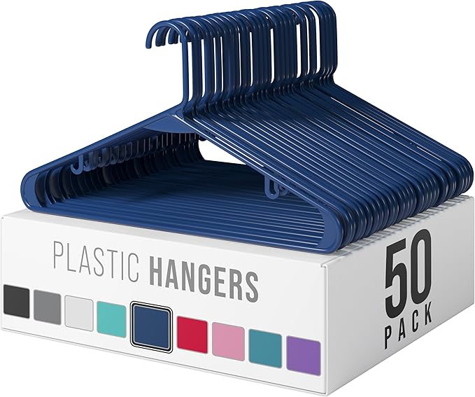 Plastic Hangers 50 Pack Navy by Neaterize