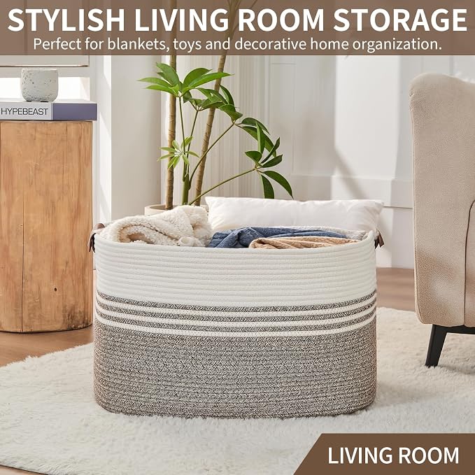 Laundry Hamper with Handles, 72L Rope Laundry Basket - Image 7