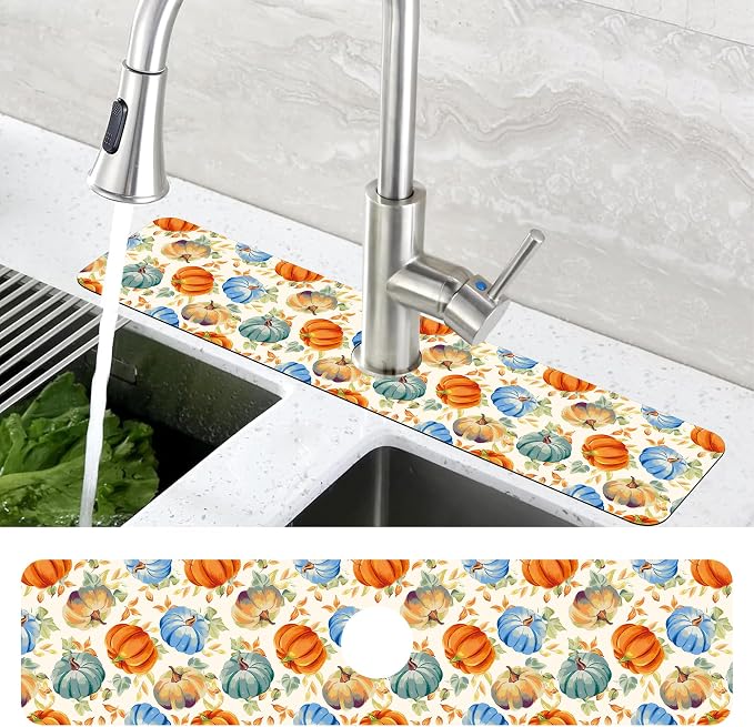 Thanksgiving Colorful Pumpkin Dish Drying Mat - Image 4