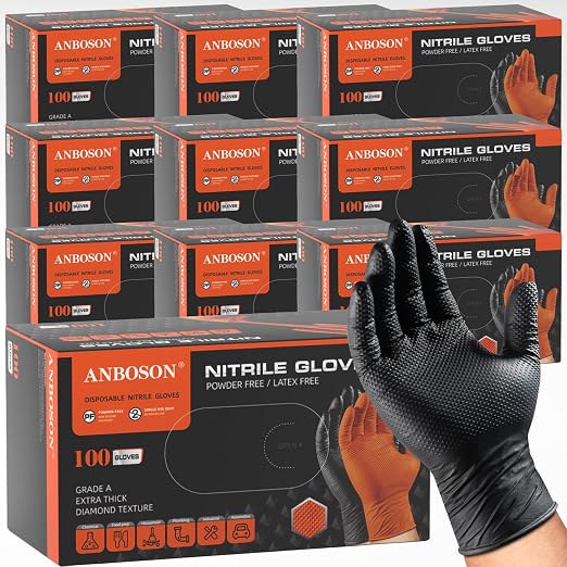 ANBOSON 10 Mil Heavy Duty Mechanic Nitrile Gloves by WELCOMEANBOSON