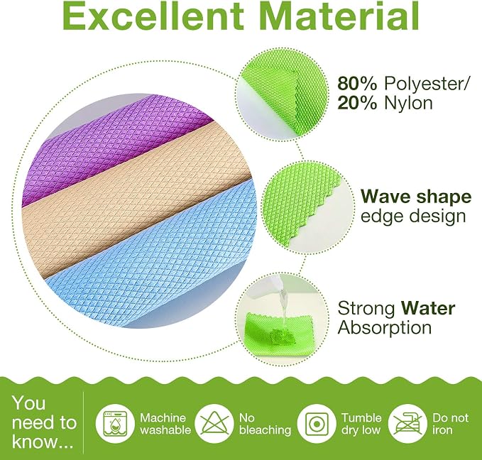 Patelai 9 Pcs Fish Scale Streak Free Microfiber Glass Mirror Cleaning Cloth - Image 3