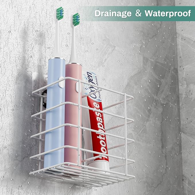 Open-Design Adhesive Shower Toothbrush Holder Wall Mounted - Image 4