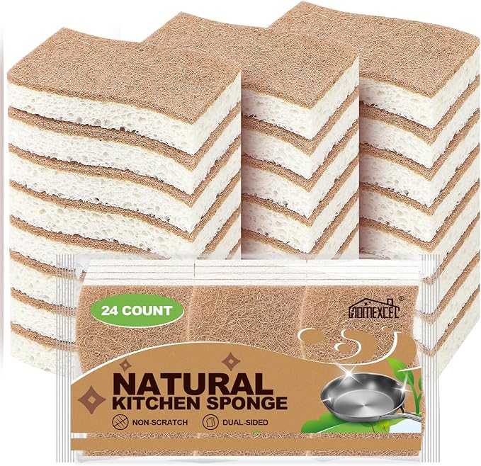 HOMEXCEL Kitchen Dish Sponges, 24 PK Non Scratch Natural Sponge - Image 8