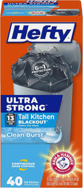 Hefty Ultra Strong 13 Gal Kitchen Trash Bags, Clean Burst, 40ct | 13G Tall by Hefty