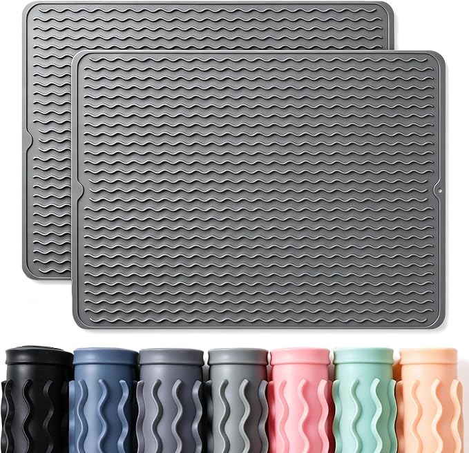 2 Pack Caketime Silicone Dish Drying Mat by CAKETIME