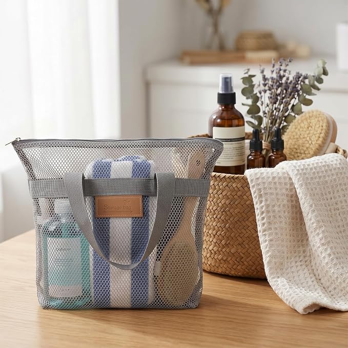Patelai 12 Pcs Mesh Shower Caddy Portable 12.2 x 10.24 in Large Gym Shower Bag - Image 7