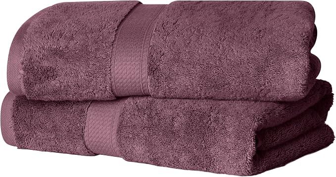 SUPERIOR Egyptian Cotton Plush & Absorbent, Bath Towel Set of 2, Plum | Quick by SUPERIOR