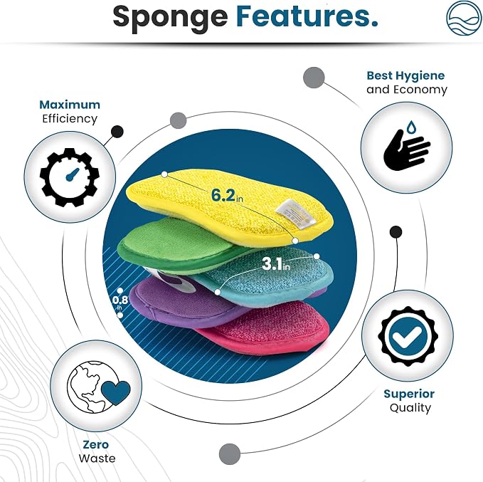 – 10 Kitchen Sponges Pack– Washable and Reusable Dishes Sponge Rubber – 6 X 3 - Image 2
