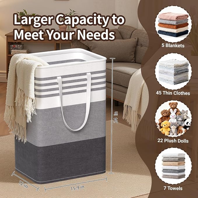 WOWBOX 2 Pack Laundry Baskets, Collapsible Dirty Clothes Laundry Hampers - Image 2