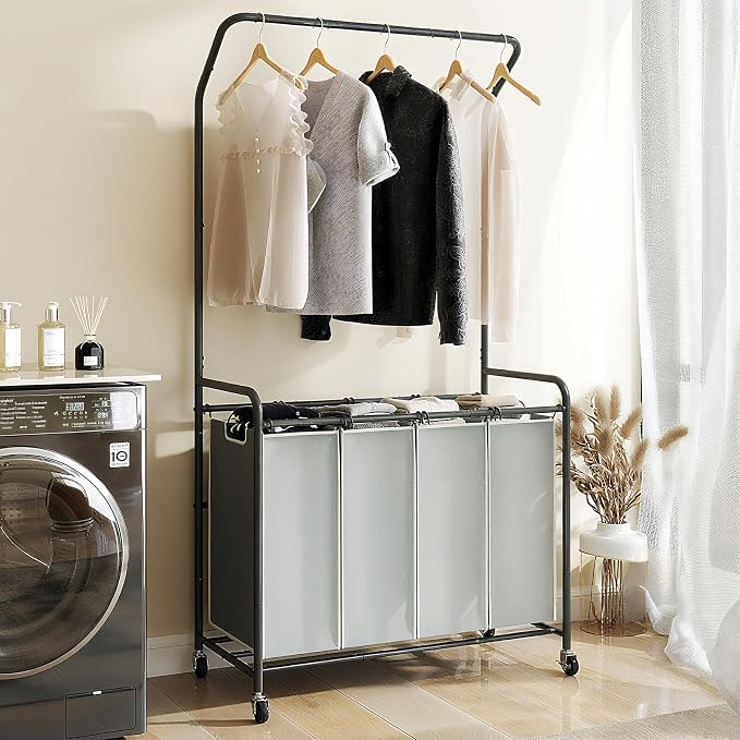 ROMOON Laundry Hamper Sorter Cart, 4 Section Organizer by ROMOON