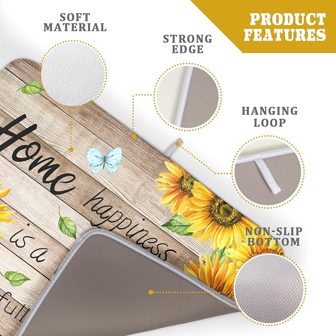 Sunflower Floral Dish Drying Mat - Image 4