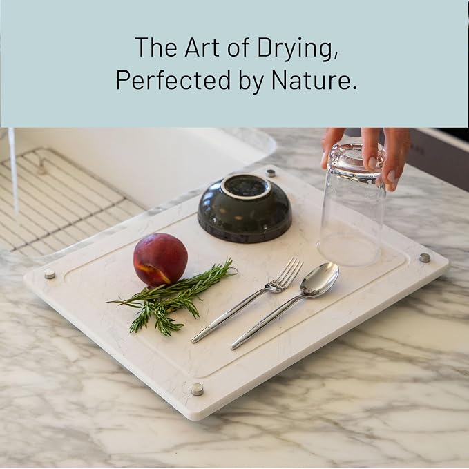 White Stone Dish Drying Mat for Kitchen Counter - Image 9