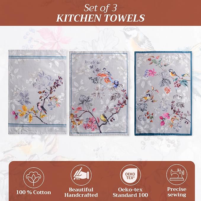 Maison d' Hermine Kitchen Towels Set of 3 Reusable 100% Cotton 27.50" x 20" - Image 2