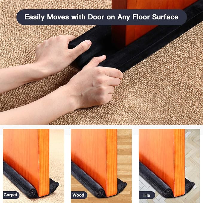 GDHOMM Under Door Draft Stopper Door Sweep Noise Blocker Weather Stripping Size - Image 7