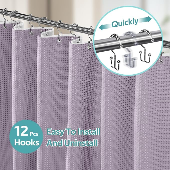 Vipfree 3 in 1 Shower Curtain Set, Waffle Shower Curtain and Liner Set - Image 3