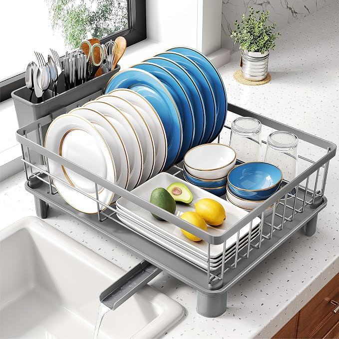 SNTD Dish Drying Rack for Small Kitchen Counter, 12.9" W x 16.9" L, Rotating by SNTD