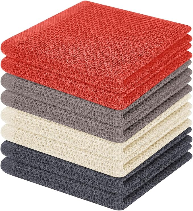 Homaxy 100% Cotton Waffle Weave Kitchen Dish Cloths 8-Pack, Ultra Soft by Homaxy
