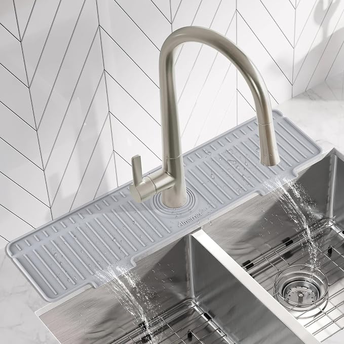 Amerner 20 inch Kitchen Sink Splash Guard, 10° Large Slope & Adaptable Hole - Image 8