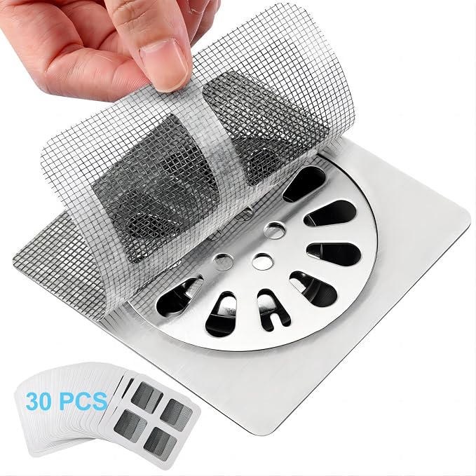 30 Pack Disposable Shower Drain Hair Catcher Mesh Stickers 4"x4" Strong by Itlovei
