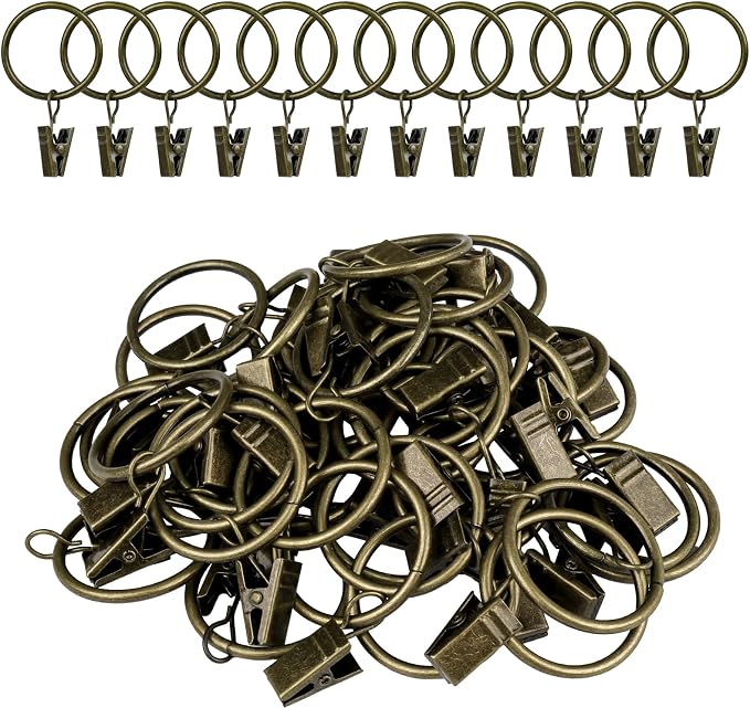 Curtain Rings with Clips, 42 Pack Metal Drapery Rings with Clips Hooks Hangers by Unknown