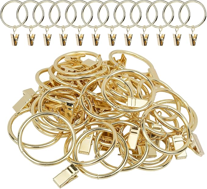Curtain Rings with Clips, 44 Pack Metal Drapery Rings with Clips Hooks Hangers by Unknown
