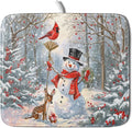 Winter Snowman Dish Drying Mat for Kitchen Counter Red Bird Berry Dishes by Giwawa