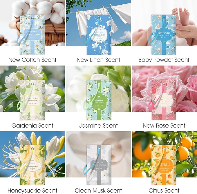 SCENTORINI Scented Sachets for Drawers and Closets, Citrus Scent 14 Pack - Image 7