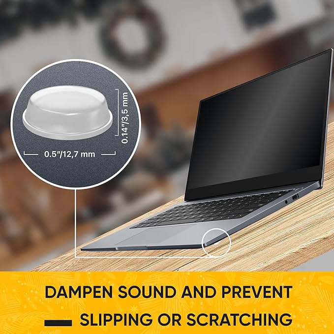 128 Clear Cabinet Door Bumpers - 1/2 Inch Self Adhesive Rubber Stoppers for Drawers, Damp Pads Cupboards, Cutting Boards, Glass Tops, Picture Frames - Vellax